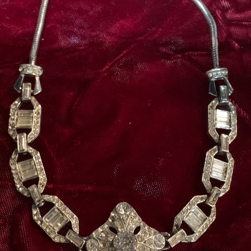 Crystal-Accent Silver Tone Statement Necklace - W… - image 2